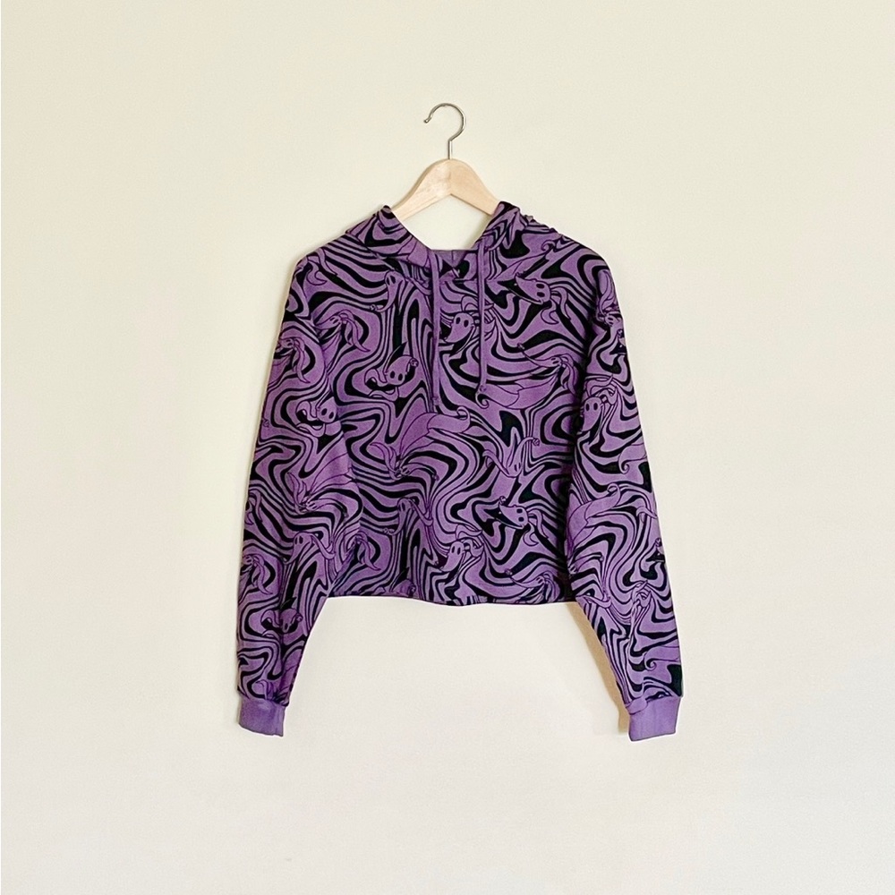 NEW Disney Nightmare Before Christmas Zero Purple Swirl Cropped Hoodie Women’s L